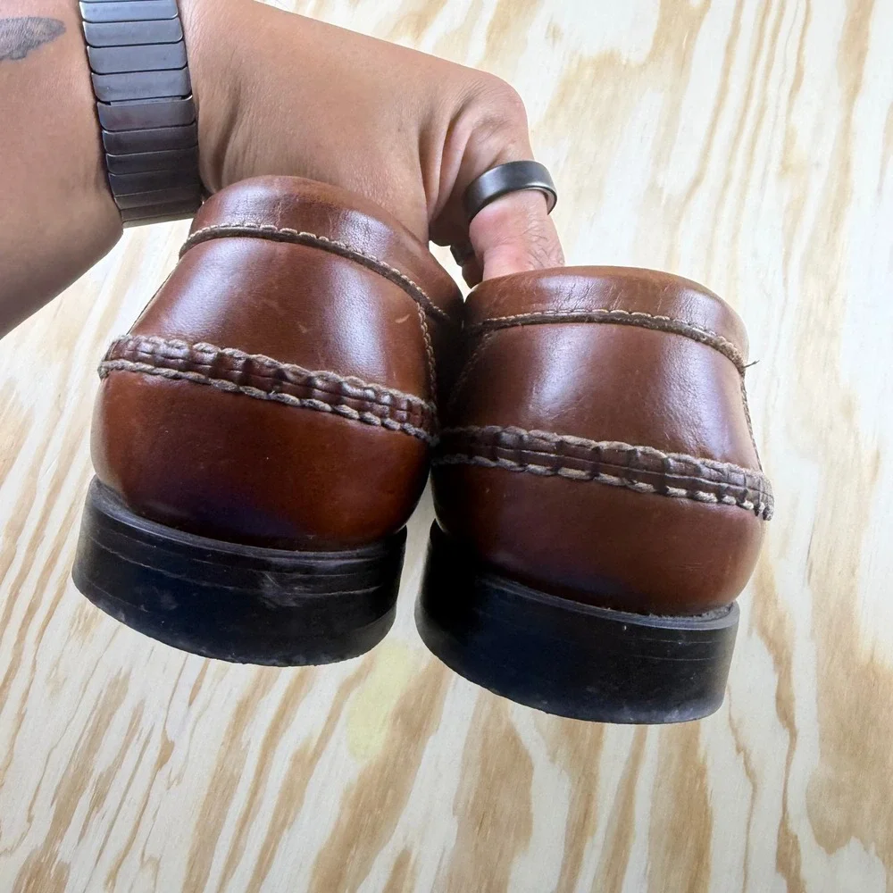 Johnston & Murphy Passport Mens Brown Leather Woven Tassel Loafers 8.5 D 20-6180